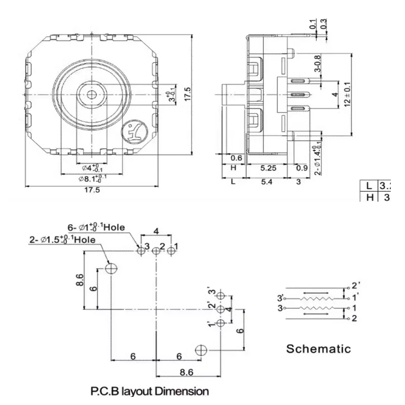 1 pz FJ08K-4 interruttore a bilanciere B10K Joystick potenziometro Console di gioco portatile PSP bilanciere a quattro vie