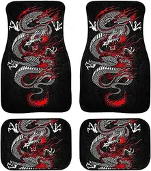 4-Piece Car Floor Mat Red Dragon Car Mat Carpet Non-Slip Carpet with Rubber Backing Auto Accessories Decoration for Car SUV