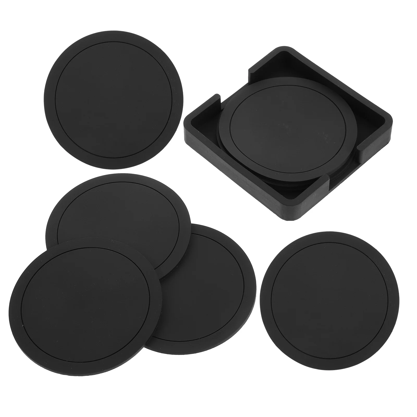 

Cup Coasters Silicone Heat Resistant Beverage Mat Drinks Cups Mats for Table Black Insulation