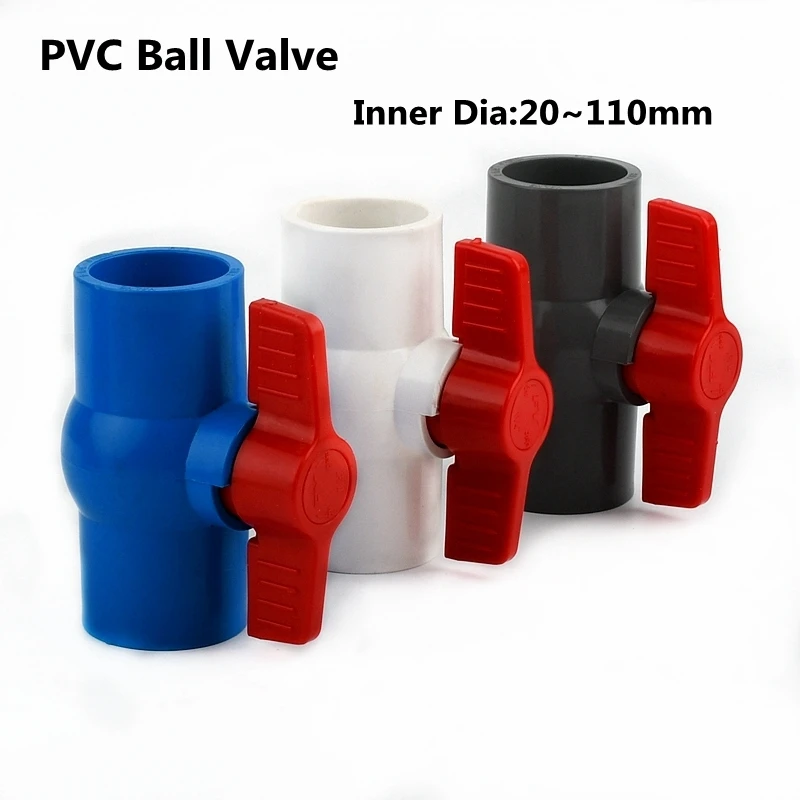 

1PC I.D 20~110mm PVC Ball Valve Garden Irrigation Pipe Fittings Plastic Tube Joint Aquarium Water Fittings Ball Valve Connector