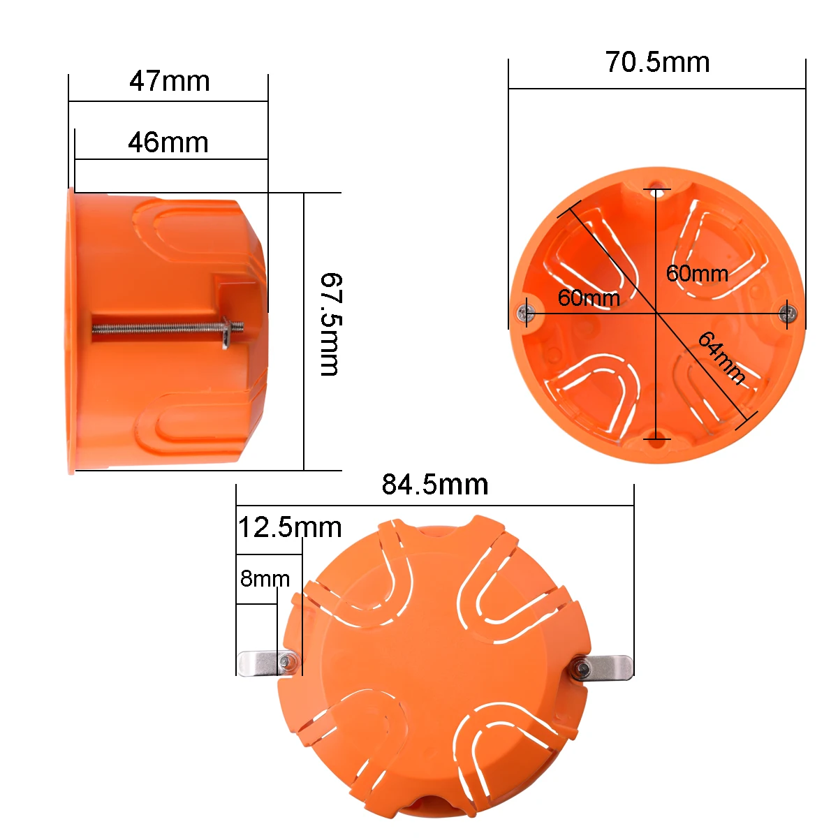 Fireproof PC material 1 Gang Dry Lining Box For Gypsum Board/Drywall/Plasterboad 47mm Depth Wall Switch BOX Socket Cassette