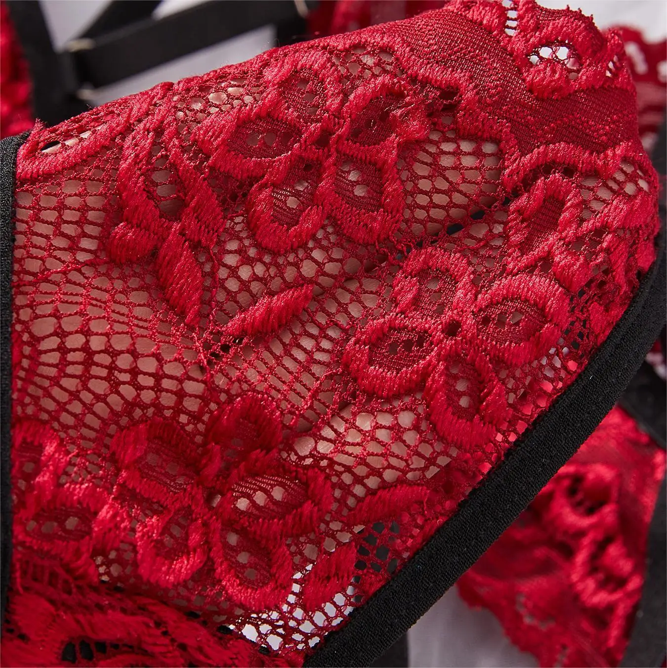 Women Lace Sexy Lingerie Suits Strap Backless Bra+Mini Briefs Sensual Two Pieces Sets Hollow Out Sheer Underwear Suits