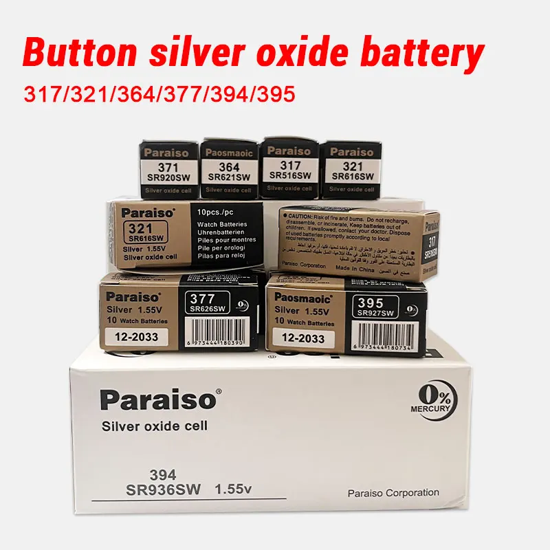 377 SR626SW 321 SR616SW Silver Oxide Battery 364 SR621SW 371 SR920SW 395 SR927SW 394 SR936SW 317 SR516SW for Watch Batteries