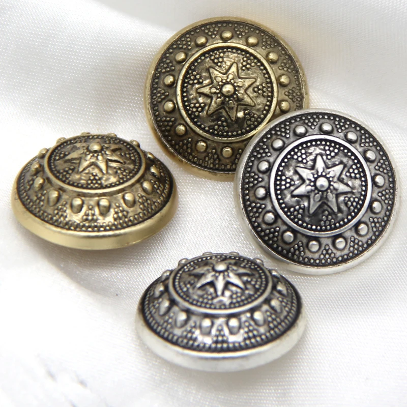 HENGC 15/20mm Retro Flower Carved Bronze Zinc Alloy Buttons For Clothes Luxury Coat Suit Sweaters Handmade Decorations DIY Craft