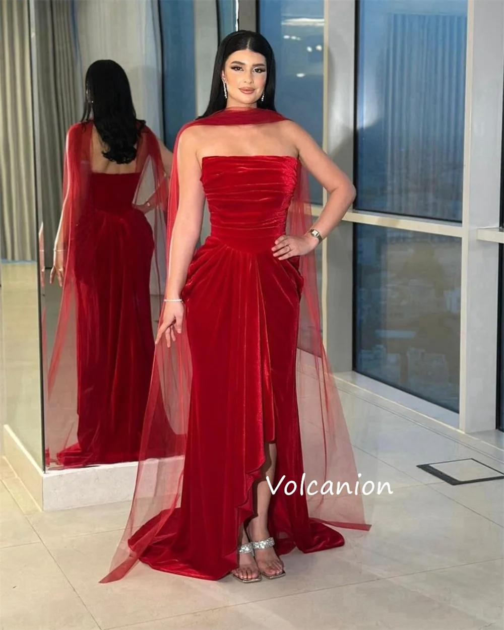 Длинные платья без бретелек в китайском стиле с велюровыми складками на заказ, платья для особых случаев, доступны подходящие размеры