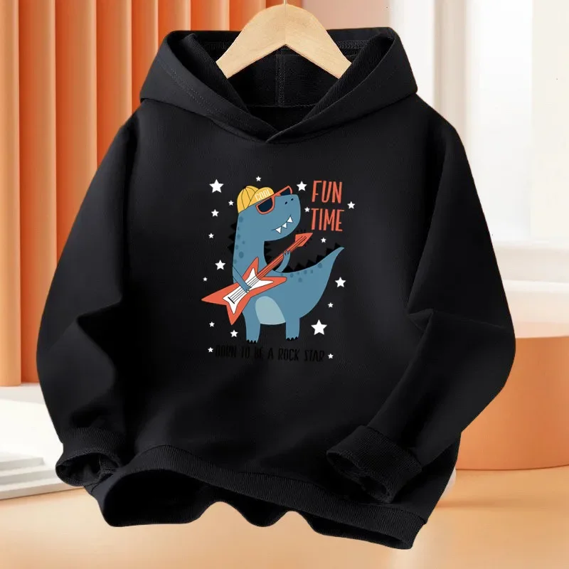 Dinosaur Harajuku Children Hoodies Kids Funny Cartoon Aesthetic Hoody Sweatshirt Streetwear Baby Boys Graphic Pullover Top