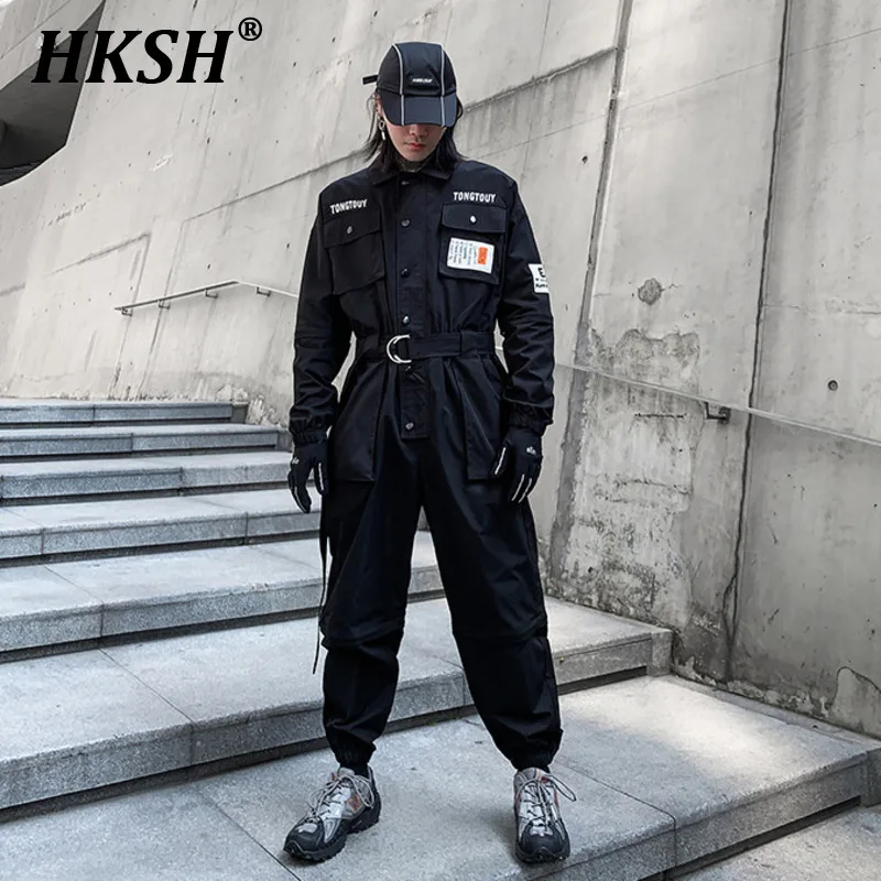 

HKSH Autumn And Summer Fashion New Tide Jumpsuit For Men Youth Detachable National Casual Overalls Safari Pants And Tops HK0056