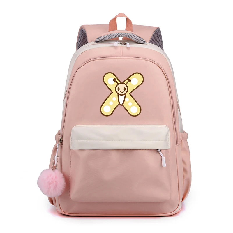 Canvas Printed Backpack Animal 26 English Letters Schoolbag Kawaii Backpack for Girl Bookbag Student School Bag Teen Gift