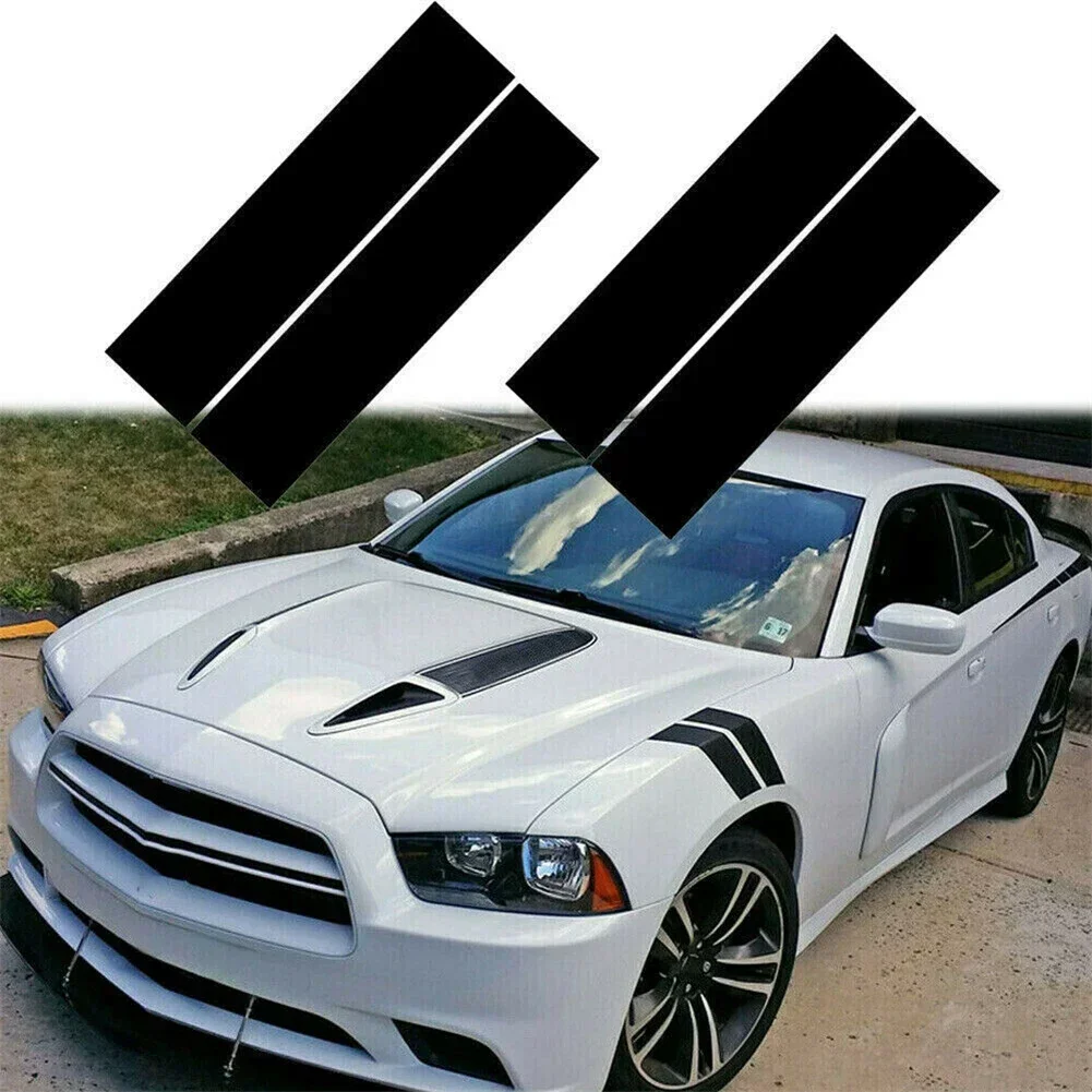 BLACK Car Hood Stripe Decal Sticker FOR Dodge Challenger Charger Durango  PET Decal Stickers