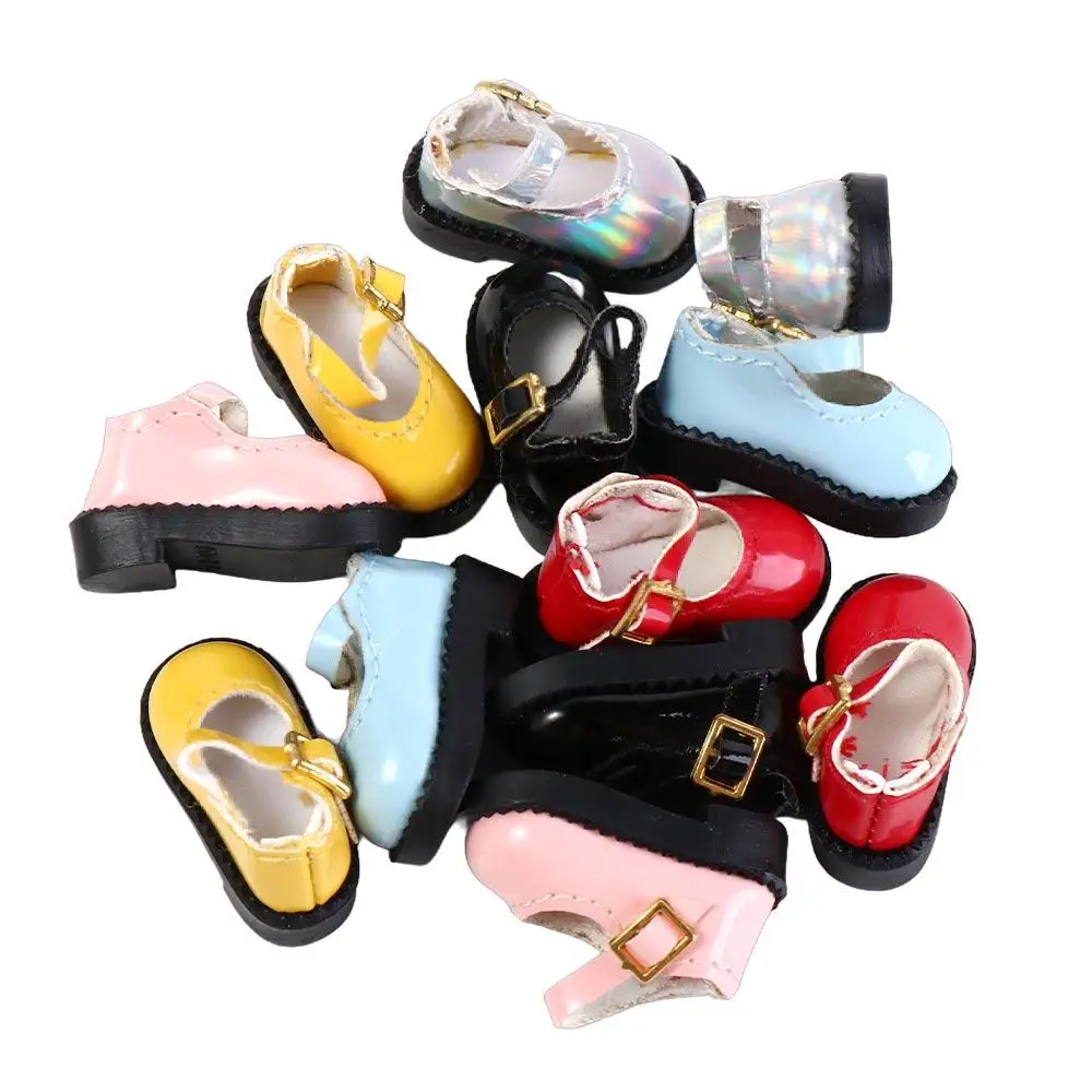 1Pair PU Cute Round Toe Shoes PU Leather Doll Sandals Mini 2.7*1.3cm 12 BJD Doll OB11 Princess Shoes Children Toys