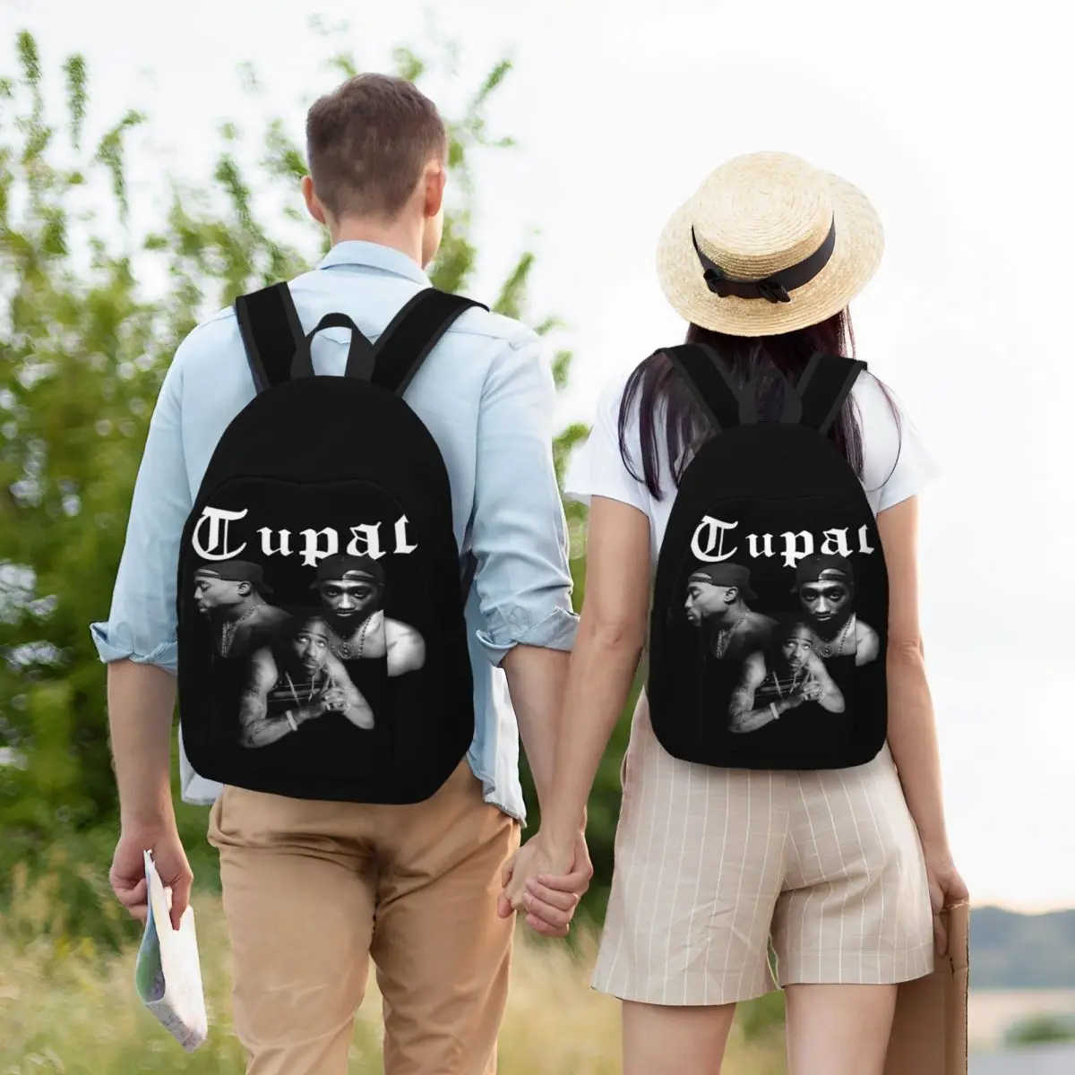 Rapper Tupac Tops 2PAC Fashion Backpack Outdoor High School Hiking Travel Daypack for Men Women Laptop Canvas Bags