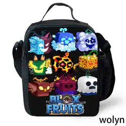 Blox Anime Fruits Lunch Bags, borse da scuola per Boy Girls Mochila Cartoon Anime Game Cooler Backpack,Kids Cute Prints borse da Picnic,