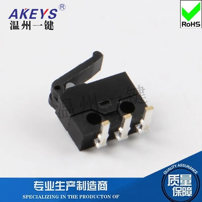 20 pcs KFC-W-13W Micro Limit Switch Game Switch Detection Key Three-legged Bend Foot Import Positive and Negative