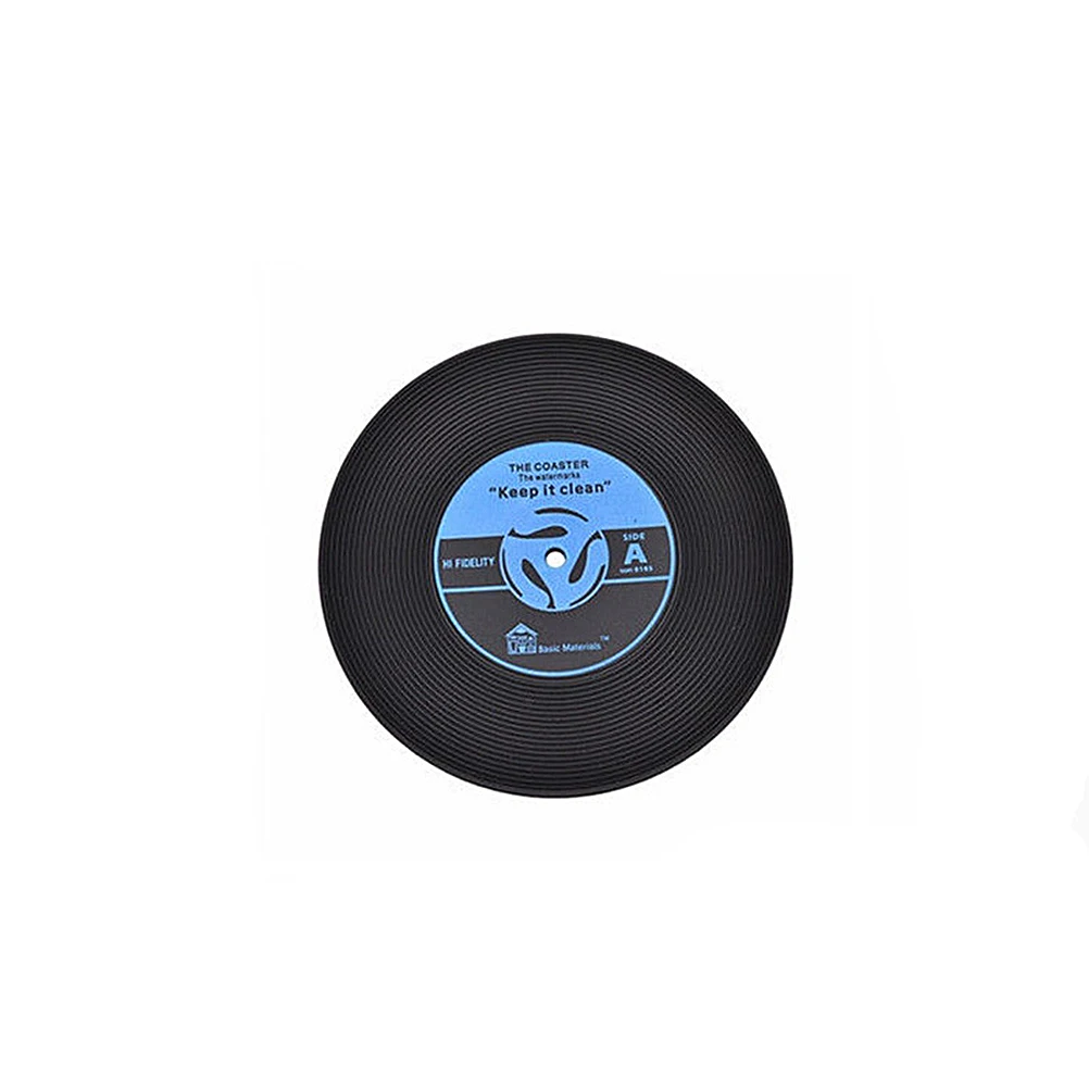 

4pcs Retro Vinyl Record Coasters For Drinks Beer Coffee Cup Mat Set Unique Mug Placemat Heat Resistant Surface Protection Music