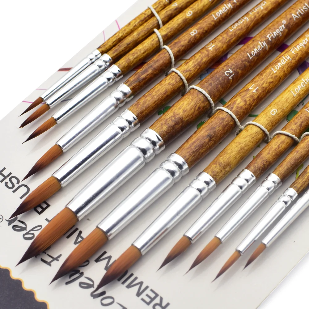 

Художественные кисти для акварельных красок, набор кистей для рисования с круглым заостренным кончиком, 12 шт., кисть для рисования разных размеров для акварели, A