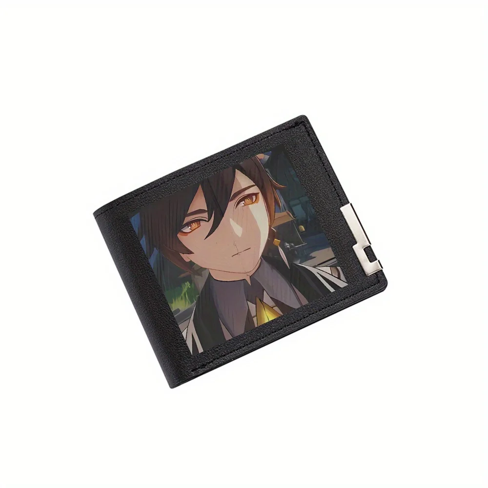 

Аниме мужское лицо золотые серьги темные волосы мужской кошелек с принтом дизайн простой современный стильный деловой Отца бойфренд Христос