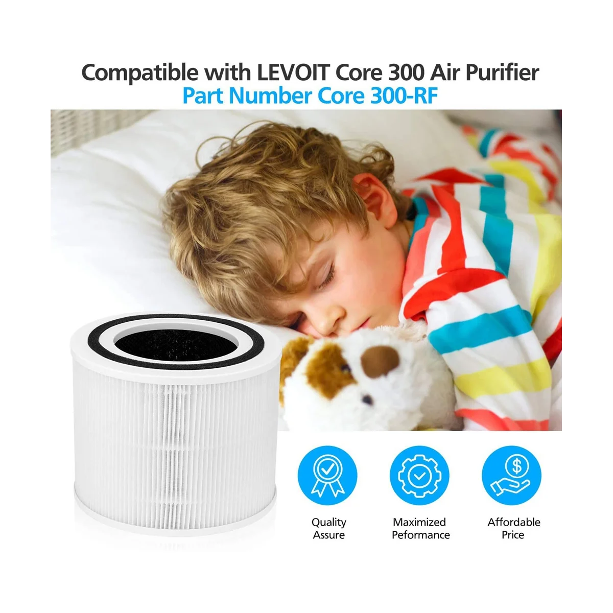 Filtro HEPA di ricambio per purificatore d'aria Core 300 e Core 300S, rispetto alla parte Core 300-RF