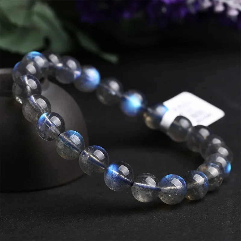 

Grey Moonlight Stone Bracelet Female Natural Crystal Simple Student Stretched Stone Single Circle Grey Moonlight Bracelet Gift