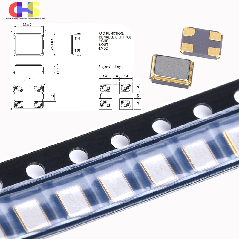 100PCS SMD 3225 Passive Crystal Oscillator 8M 11.0592M 12M 13.56M 14.31838M 16M 20M 22.1184M 24M 25M 26M 27M 30M 32M 40M 48M/MHZ