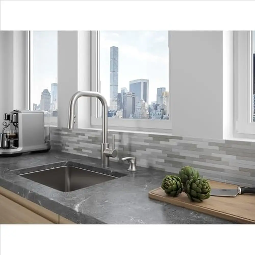 Pull Down Kitchen Faucet High Arc Single Handle Spot Defense Stainless Steel Finish MagnePfit Docking 3 Water Settings SoloTilt