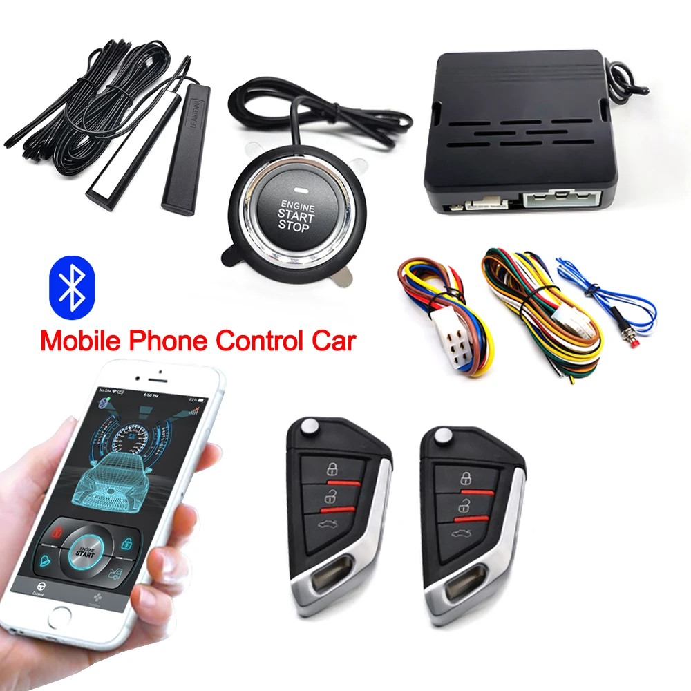 Universal Car Alarm Auto Start Stop System Remote Start Entry Keyless Start System APP control Autostart Kit Car Accessorie