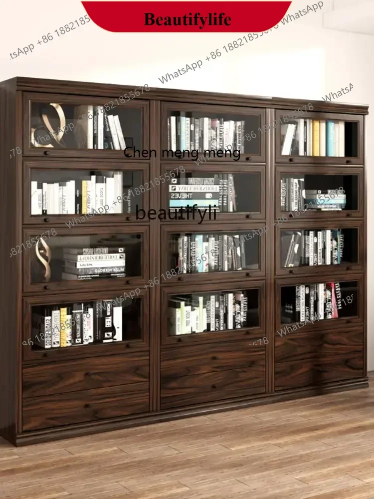 

D178 Y CXH Storage Cabinet Simple Modern Bookcase Assemblage Zone Glass Door Drawer Narrow Bookshelf