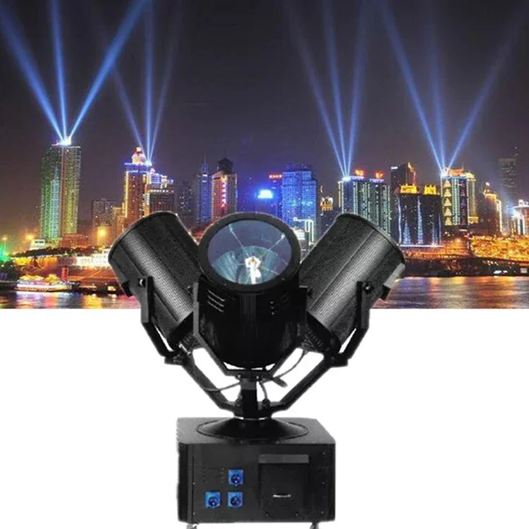 9000W Three Head Sky Tracker Beam 3 X 3000W Waterproof Moving Head Searchlight For Outdoor Building