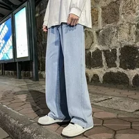 Jean ample pour hommes, Streetwear, Style coréen, mode, ample, droit, jambes larges, vêtements de marque, noir, bleu clair, nouvelle collection 2026 2