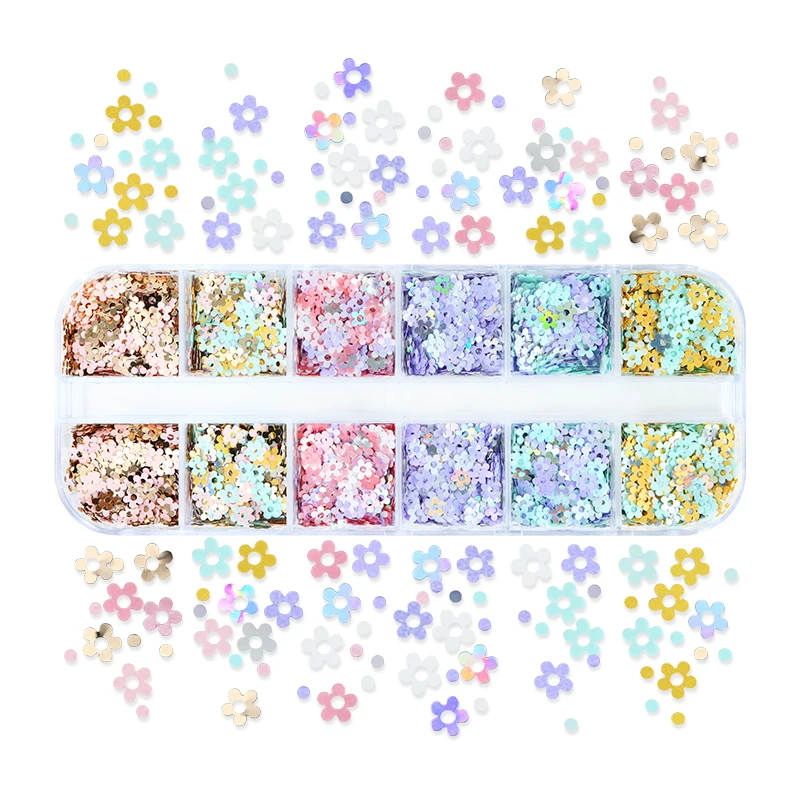 Mixed Flower Sequins Glitter For Epoxy Resin Filler Hollow Out Plum Blossom Slime Slices UV Silicone Mold Filling Craft Supplies