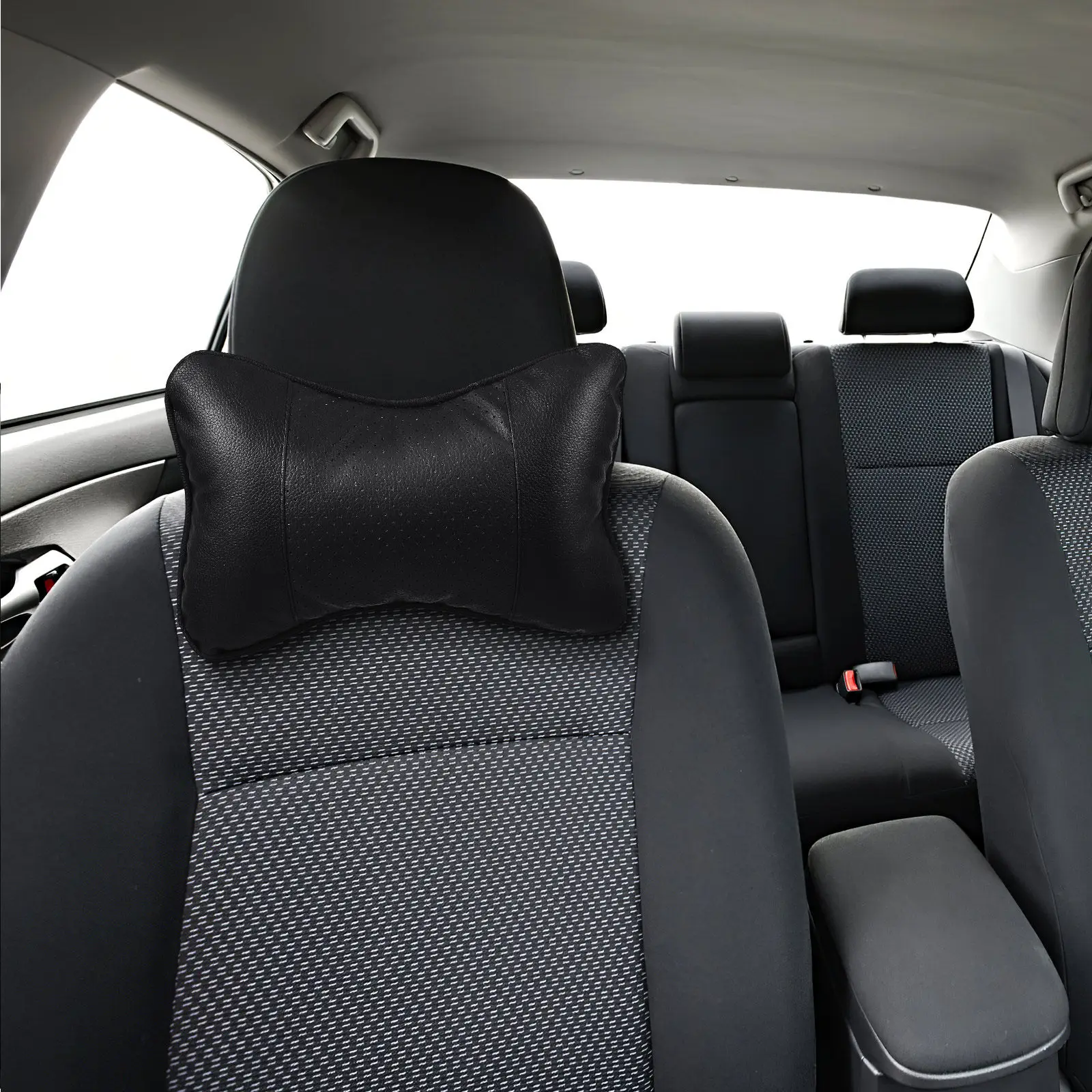 2Pcs Car Neck Pillow Driving Travel Neck Support Rest Headrest Protector Cushion Universal Fit Posture Corrector Comfort Black