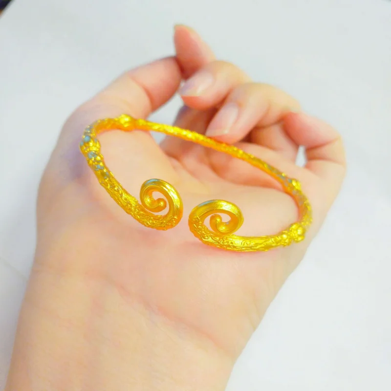 

Black Mythology Wukong Tightening Curse Bracelet for Women Chinese Style National Trend Yellow Hoop Stick Bracelet Solid Sand Ha