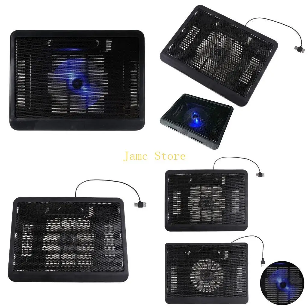 LX0B Gaming Laptop Cooler 1 Quiet Big Fan Adjustable Heightening Pad 2 USB Port