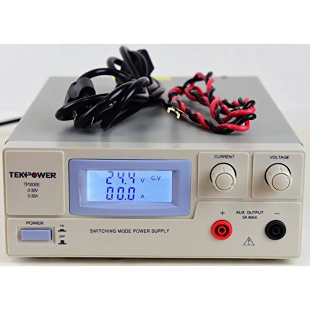 Adjustable Switching Power Supply 30V 30A Digital Display Low Ripple Front AUX Output Fuse Protection Model TP3030E