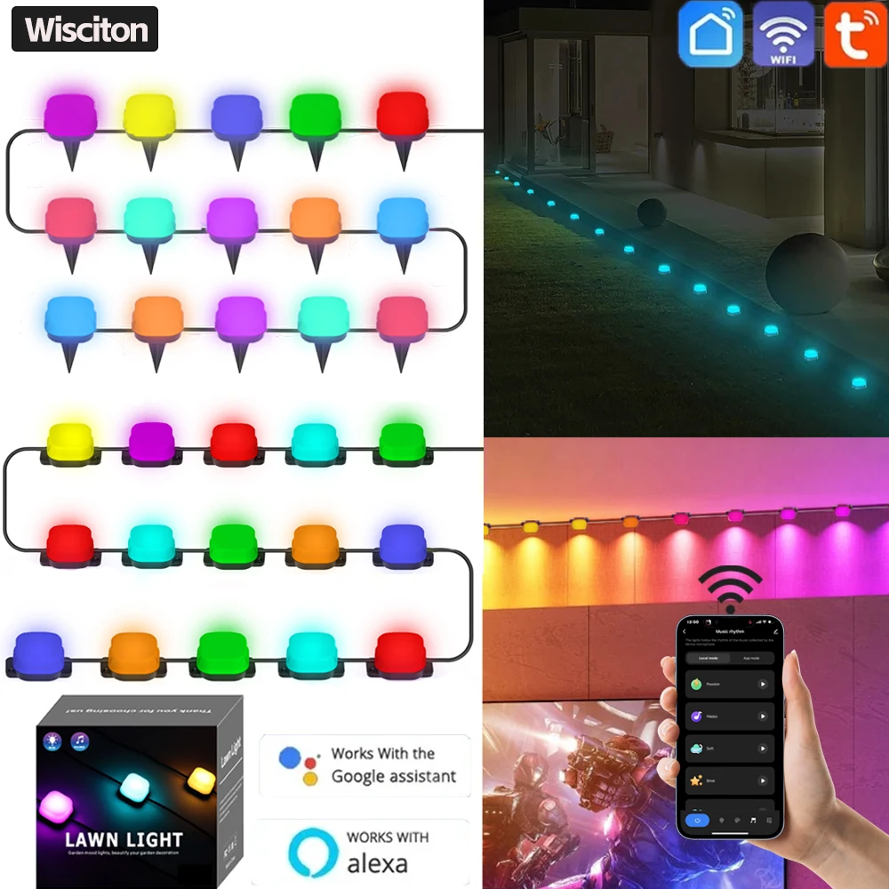 

Настенная атмосферная лампа с Wi-Fi, RGB, белая лампа, ночники для спальни, гостиной, освещение для улицы, газона, водонепроницаемая фотолампа для фестиваля, музыки