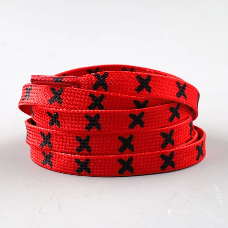 1Pair Black&Red X Shoelaces AJ1 MID Sneakers Shoe laces Quality 0.8CM Width Flats Shoelace 120/140/160CM Shoes Accessories