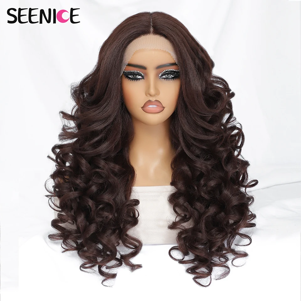 Black Brown Curly Wig Synthetic Lace Front Wigs For Women Blonde Orange Female Lace Wig Daily Use 13X4X1 Cosplay Hair