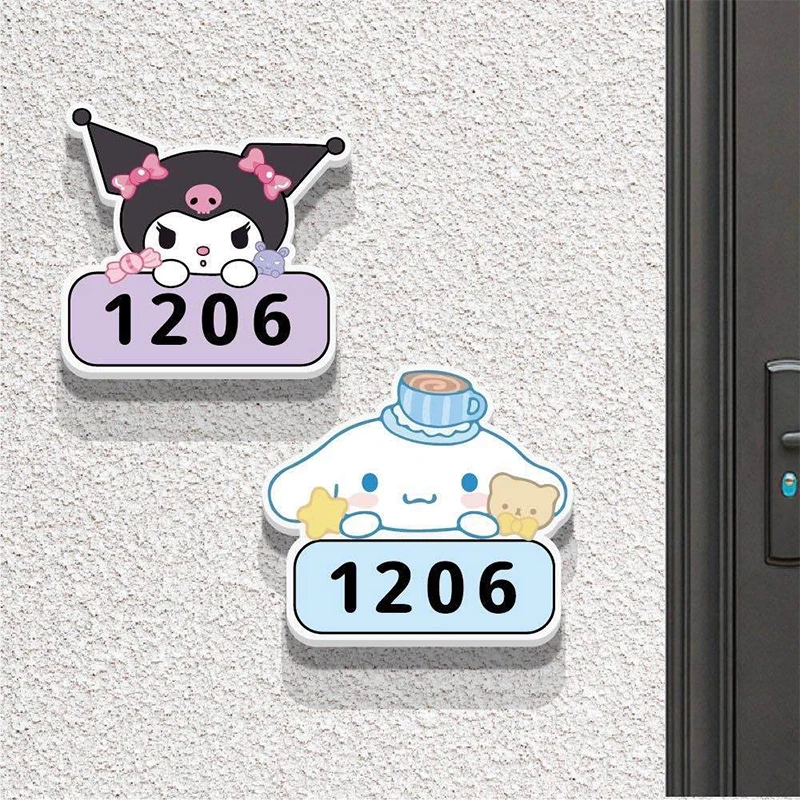 

Cute Kuromi Doorplate Sanrio Kawaii Anime Cinnamoroll Pompompurin Door Decoration Cartoon Door Sticker Number Plate Gift for Kid