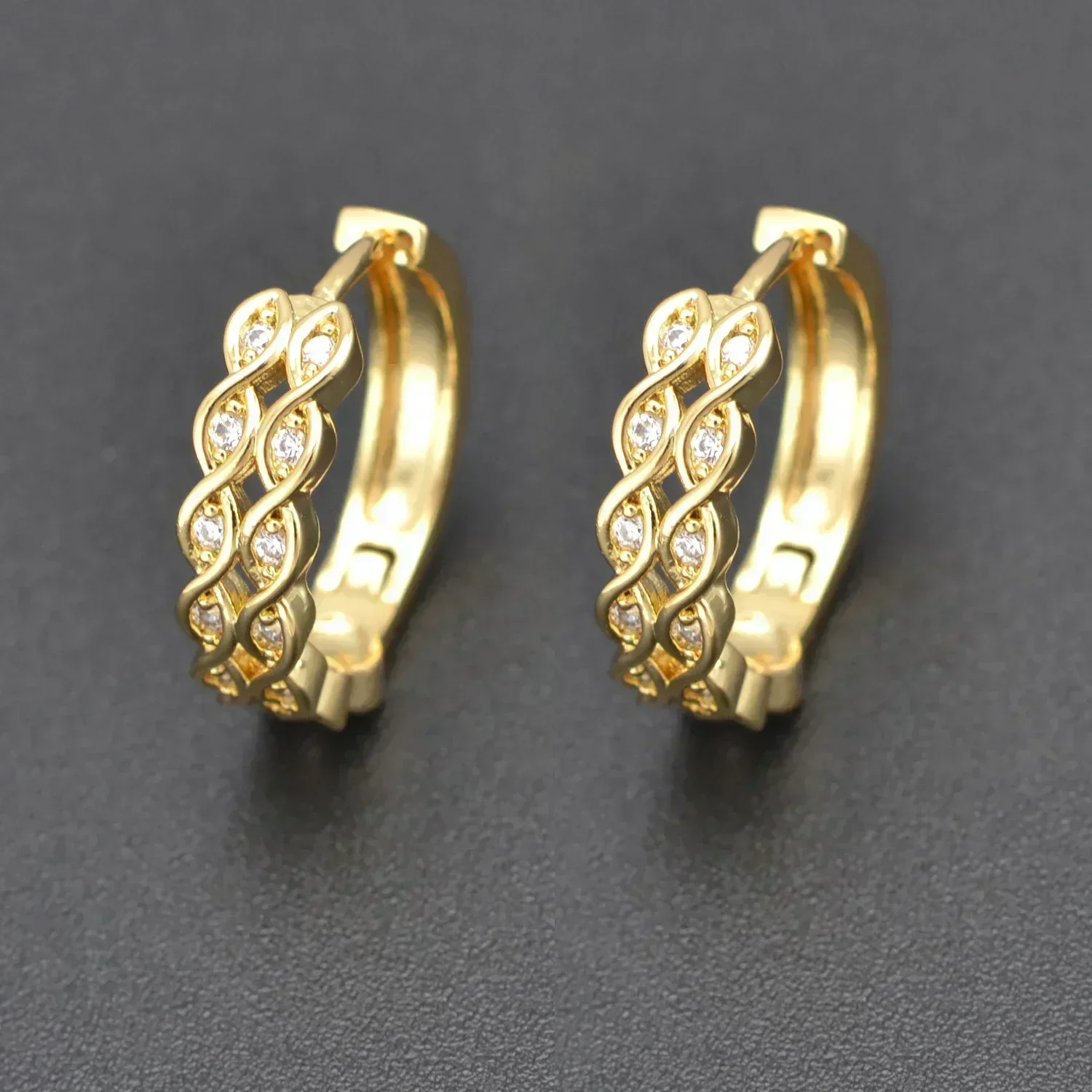 Hoop Earrings Gold Silver Color Big Hoop Earrings Cubic Zirconia Women's Brass Earrings Fashion Plating Jewelry Wholesale 1 Pair