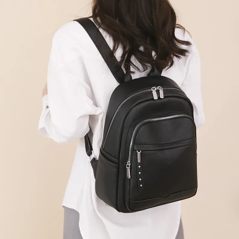 Women Fashion Backpack PU Leather  Female Teenager Large Capacity School Bag Lady Travel Shopping Rucksack Student Class Bagpack