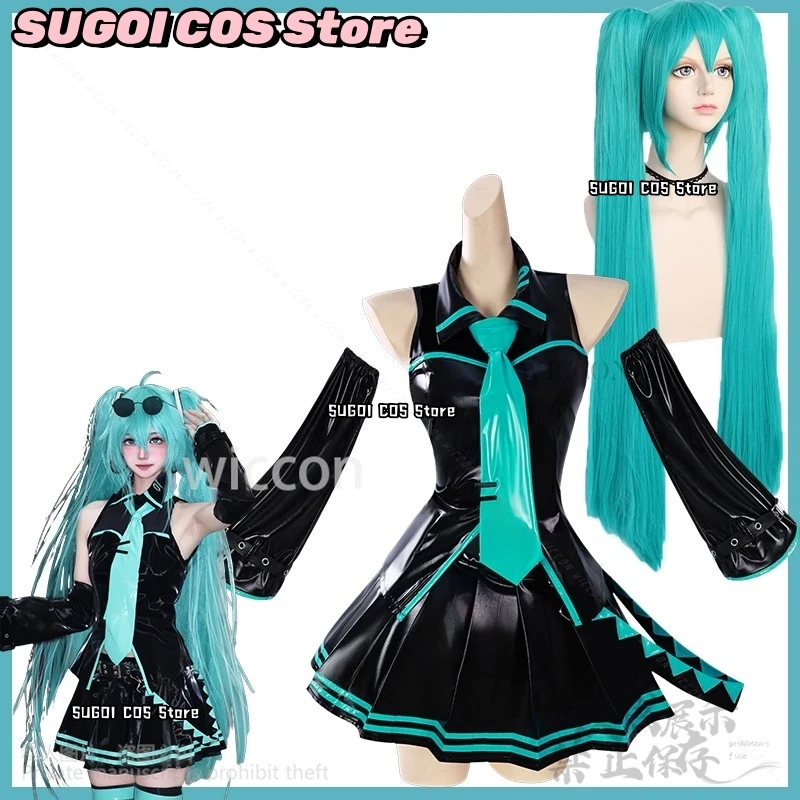 Y2K Mikuu Jirai Kei Black Dress Lolita Green Wig Anime Game Project Sekai Cosplay For Halloween Christmas Girls Woman Customized