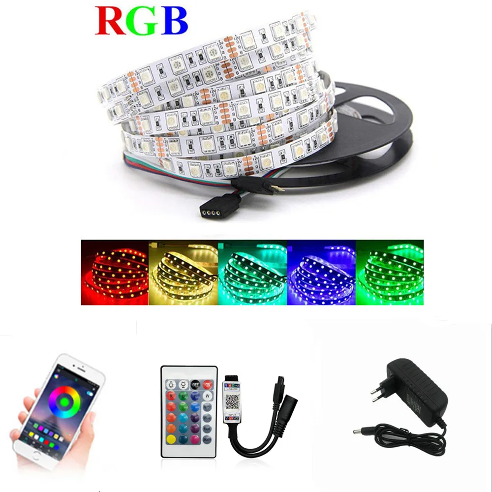 

12V Bluetooth LED Strip Lights 20M RGB 5050 2835 SMD Flexible Ribbon Waterproof RGB LED Light 5M 10M Tape Diode DC controller