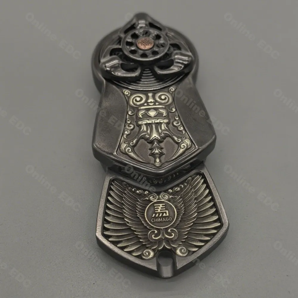 Gebruikt EDC Speelgoed CHIMAGO EDC Mechanische Push Slider Met Kralen Vier Magnetische Reliëf Patches Fidget Speelgoed Volwassenen Vinger Spinners
