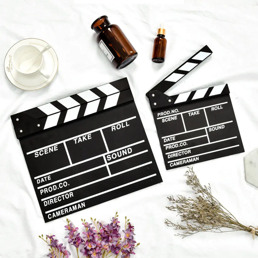 1Pcs Black Wooden Director Clapper Board Professional Retro Mark Scene Filming Photography Movie Clapboard