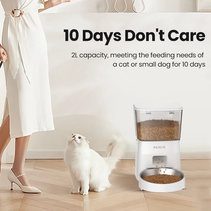 ROJECO Automatic Dog Feeder Smart Dog Food Dispenser with WIFI Remote Control for Pets Cats Dry Food Dispenser Dog Accessories