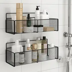 Bathroom Shelf No Dril Wall Mounted Shampoo Storage  Rack Cosmetic Holder Aluminum Toilet Organizer Bathroom Accessories