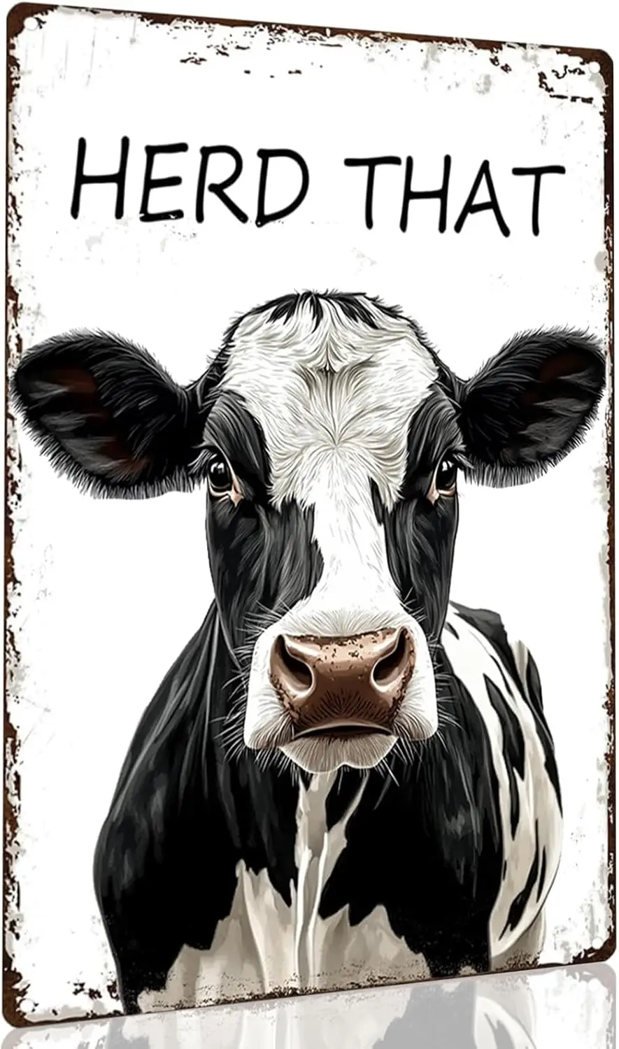  Vintage Metal Sign Funny Cow Herd That Tin For Home Outdoor Indoor Office Bar Yard Decor -aluminum