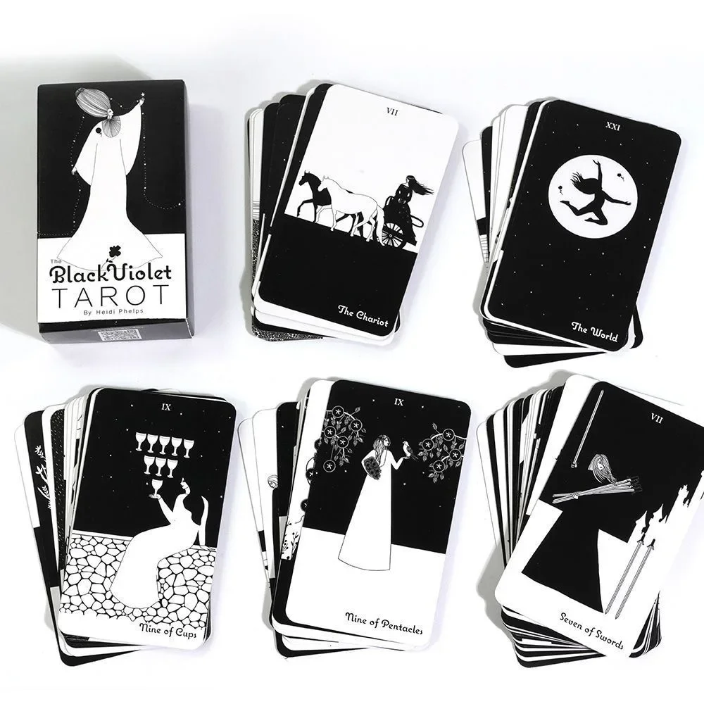 1 ชิ้น Deck Tarot 10.3*6 เซนติเมตรสีดําสีม่วง Tarot สําหรับศิลปินและ dreamers สร้างโดย Heidi Phelps เริ่มต้นเรียนรู้ไพ่ทาโรต์