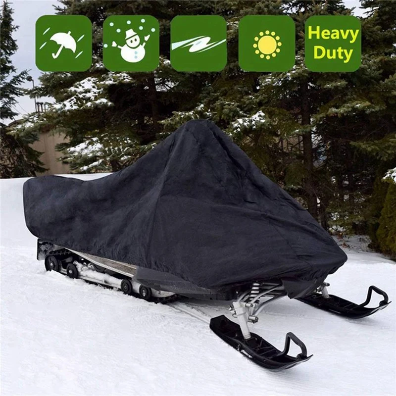 2X Snowmobile Cover Waterproof Dust Trailerable Sled Cover Anti-UV Winter Motorcycle Outdoor Black 145X51x48cm