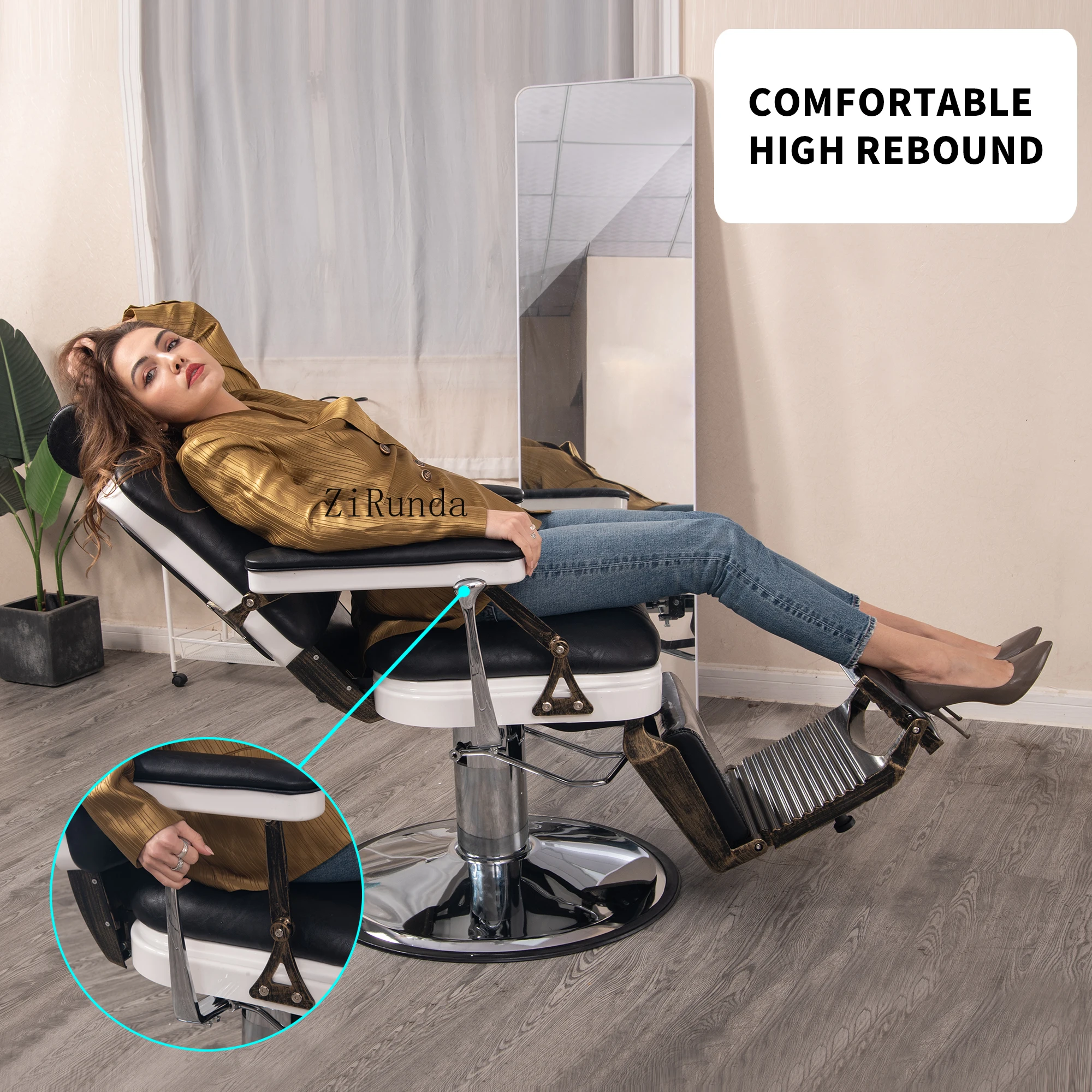 مقاعد جلدية مريحة بارتفاع قابل للتعديل لصالونات الشعر وكرسي الشعر في صالون الحلاقة #6