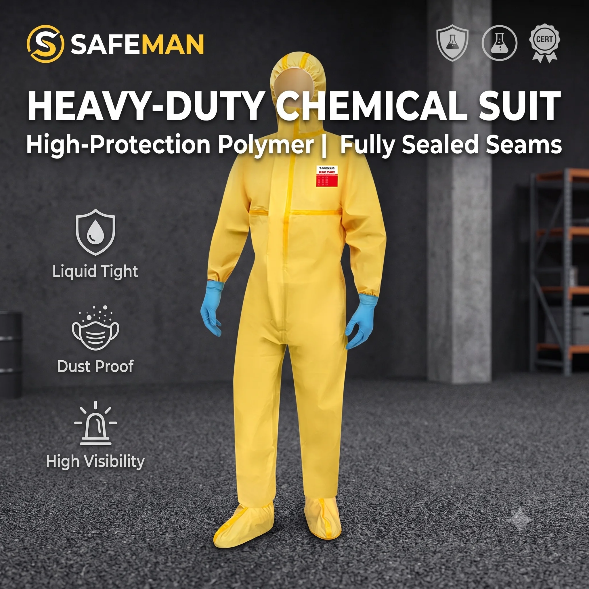 Full Body Disposable Coveralls Dust Proof Chemical Protection Hazmat Suit for Painting Industrial Workwear Traje de Bioseguridad